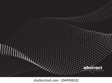 Abstract black and grey colors flowing line digital technology, smooth particle wave, big data techno design concept background wallpaper, vector eps
