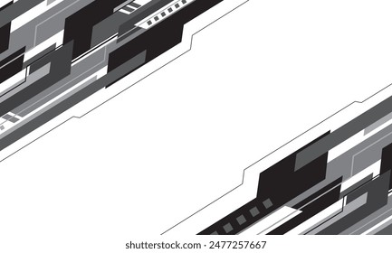 Abstract black grey geometric technology on white blank space design futuristic creative background vector illustration.