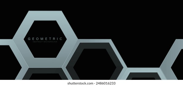 Abstract black and grey hexagon geometric pattern background. Futuristic digital high-technology banner. Vector illustration