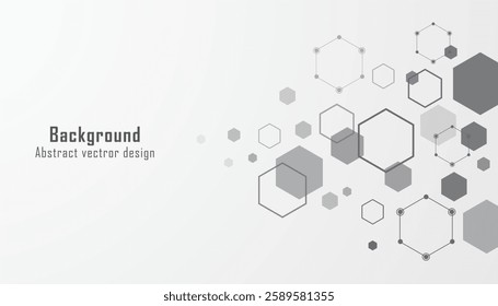 Abstract black and grey hexagon. Geometric hexagon texture background. Medical technology and Science template, wallpaper or banner. Vector illustration.