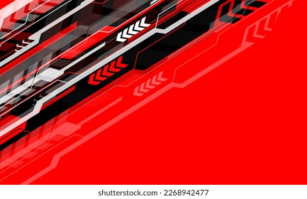 Abstract black grey line cyber futuristic technology geometric arrow dynamic on red blank space creative design modern futuristic background vector illustration.