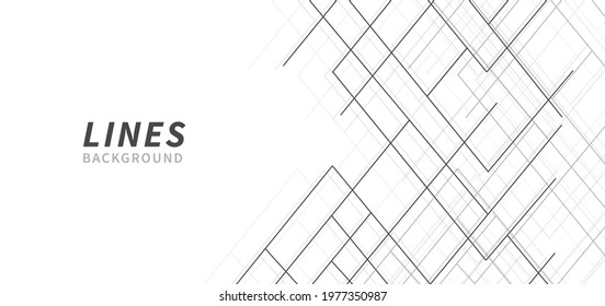 Abstract black and grey lines design on white background with copy space for text. Vector illustration
