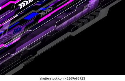 Abstract black grey purple line cyber futuristic technology geometric arrow dynamic with blank space creative design modern futuristic background vector illustration.