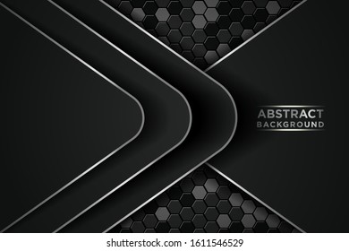 Abstract black grey silver metallic line with hexagon mesh design modern luxury futuristic technology background vector illustration.