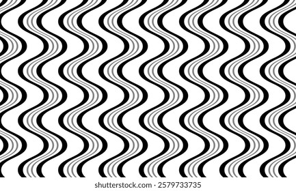 abstract black grey smooth wave line pattern suitable for background.