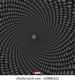 abstract black grey spiral pattern with balls. vector