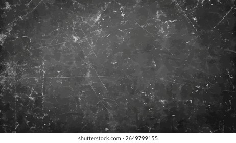 Abstract black grunge background with dust and scratches. Ideal for vintage effects, overlays, distressed textures, retro themes, and worn-out design styles