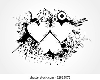 abstract black grunge background with floral