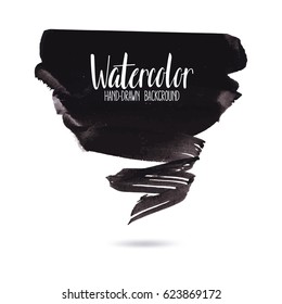 Abstract black grunge design element isolated on white background. Hand drawn brush stroke