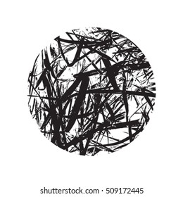 Abstract black grunge frame isolated on white background. Monochrome grass texture. Design element for flyers or banners.