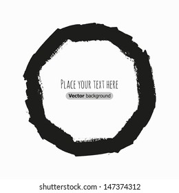 Abstract black grunge round frame. Vector illustration
