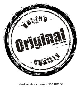 Selo negro negro do grunge chamado "obter a qualidade original".