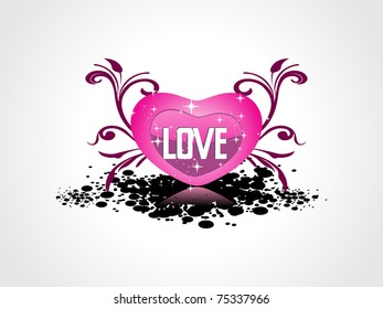 abstract black grungy background with shiny pink heart