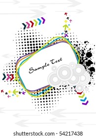 abstract black grungy dotted background with colorful arrowhead