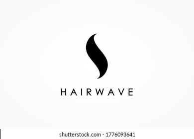 Abstract Black Hair Wave Logo Letter S isolated on White Background. Flat Vector Logo Design Template Element