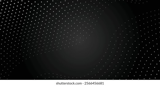 Abstract black halftone background. Dark neutral backdrop for presentation design. Luxury White dotted design template on black background. EPS Vector Illustration