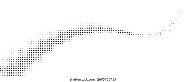 Abstrato preto meio-tom curvo onda fundo, padrão de fluxo pontilhado criando efeito de movimento suave, design geométrico mínimo moderno para papel de parede ou layout de cartaz