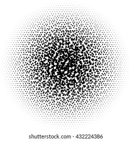 Abstract black halftone dots triangle vector illustration.