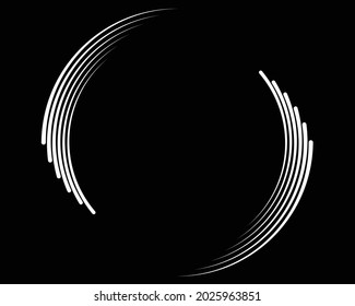  abstract black halftone dots.white halftone dots in vortex form. Geometric art. Trendy design element.Circular and radial lines volute, helix.Segmented circle with rotation