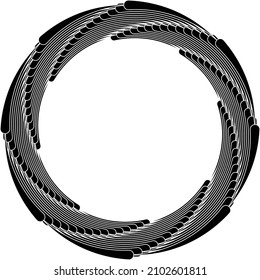 abstract black halftone dots.white halftone dots in vortex form. Geometric art. Trendy design element.Circular and radial lines volute, helix.Segmented circle with rotatio