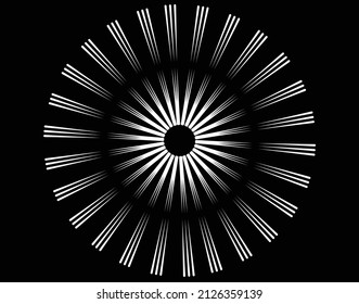 abstract black halftone dots.white halftone dots in vortex form. Geometric art. Trendy design element.Circular and radial lines volute, helix.Segmented circle with rotation