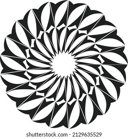  abstract black halftone dots.white halftone dots in vortex form. Geometric art. Trendy design element.Circular and radial lines volute, helix.Segmented circle with rotation