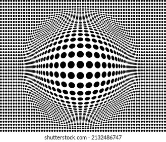 abstrakte schwarze Halftondots.weiße Halftonpunkte in Wirbelform. Geometrische Kunst. Trendy design element.Circular and radial lines volute, helix.Segmentierte kreis mit Rotation