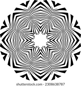 puntos de media tonalidad negros abstractos.puntos de semitono blancos en forma vórtice. Arte geométrico. Elemento de diseño de moda.Líneas circulares y radiales volute, helix.Círculo segmentado con rotación