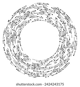 Abstract black halftone dotted background in circle form. Circle halftone dots. Vector illustration