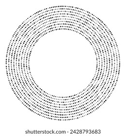 Abstract black halftone dotted background in circle form. Circle halftone dots. Vector illustration