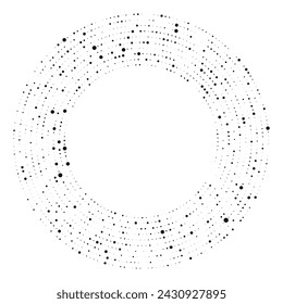 Abstract black halftone dotted background in circle form. Circle halftone dots. Vector illustration
