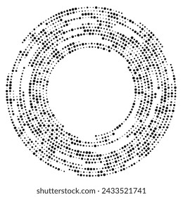 Abstract black halftone dotted background in circle form. Circle halftone dots. Vector illustration