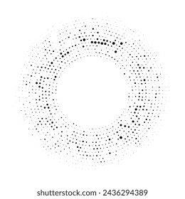 Abstract black halftone dotted background in circle form. Circle halftone dots. Vector illustration
