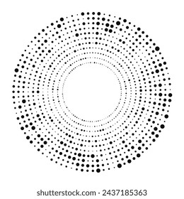 Abstract black halftone dotted background in circle form. Circle halftone dots. Vector illustration