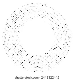 Abstract black halftone dotted background in circle form. Circle halftone dots. Vector illustration