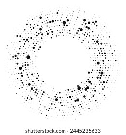 Abstract black halftone dotted background in circle form. Circle halftone dots. Vector illustration