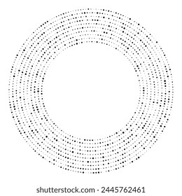 Abstract black halftone dotted background in circle form. Circle halftone dots. Vector illustration