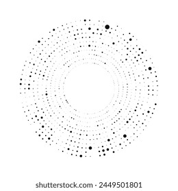 Abstract black halftone dotted background in circle form. Circle halftone dots. Vector illustration
