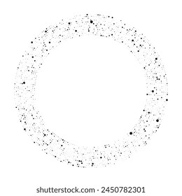 Abstract black halftone dotted background in circle form. Circle halftone dots. Vector illustration