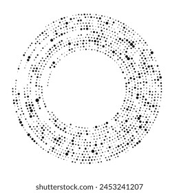 Abstract black halftone dotted background in circle form. Circle halftone dots. Vector illustration