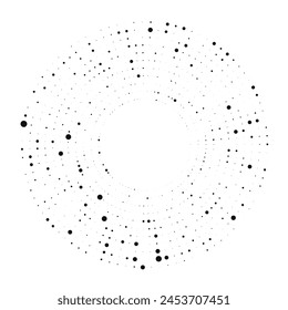 Abstract black halftone dotted background in circle form. Circle halftone dots. Vector illustration