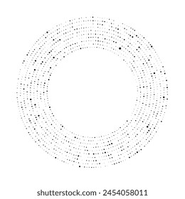 Abstract black halftone dotted background in circle form. Circle halftone dots. Vector illustration