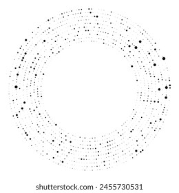 Abstract black halftone dotted background in circle form. Circle halftone dots. Vector illustration