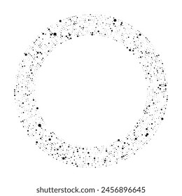 Abstractas fondo negro de medio tono punteado en forma de círculo. Puntos de semitonos en círculo. Ilustración vectorial