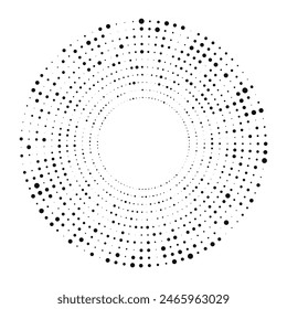 Abstract black halftone dotted background in circle form. Circle halftone dots. Vector illustration