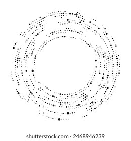 Abstract black halftone dotted background in circle form. Circle halftone dots. Vector illustration