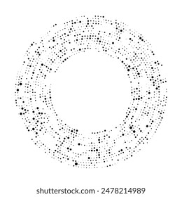Abstract black halftone dotted background in circle form. Circle halftone dots. Vector illustration
