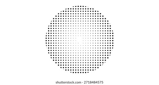 Abstractas fondo de semitono negro punteado en forma de círculo. Círculo de puntos de semitono. Ilustración vectorial