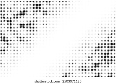 Abstract black halftone dotted pattern background. Retro texture overlay grunge illustration. Vector halftone dots, technology background