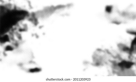 Abstract black halftone dotted smudge. Vector illustration.
